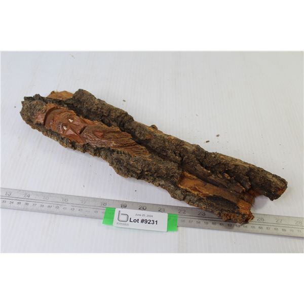 Wood Spirit - Carved Wood Face (Local Artist I. Findlay Saskatoon 1982 - 16" long)