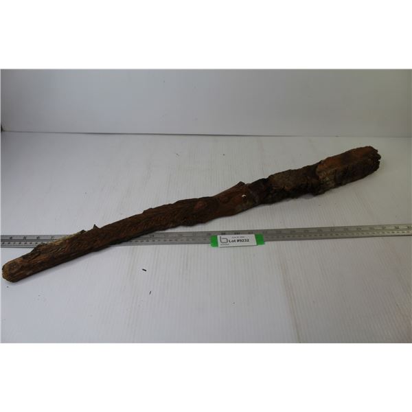 Wood Spirit - Carved Wood Face (Local Artist I. Findlay Saskatoon 1982 - 31" long)