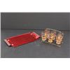 Image 1 : 6 Shot Glass Set with Holder and Tray