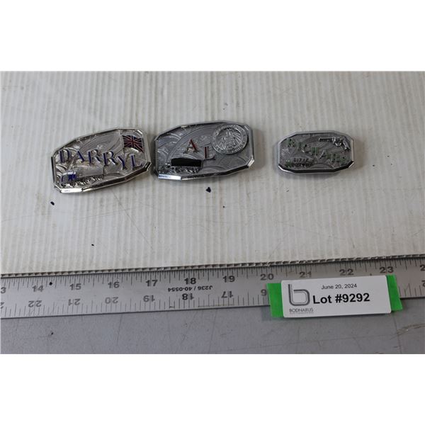 (3) Vintage Enamel Belt Buckles