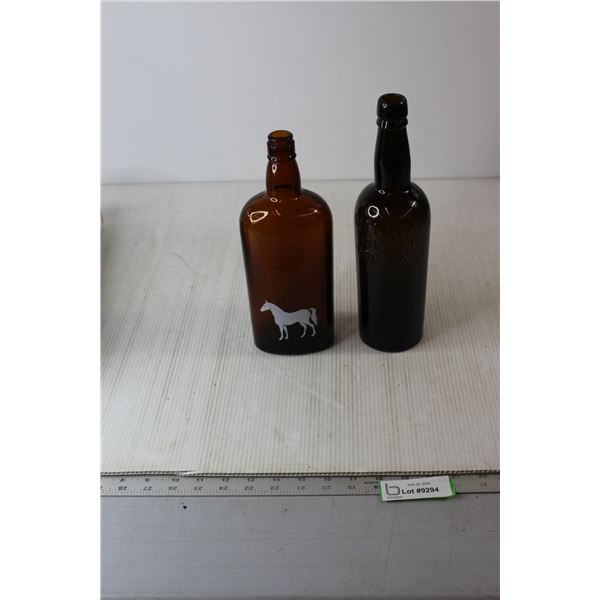 (2) Glass Liquor Bottles