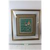Image 1 : Framed Embroidered Silk Art - 21" x 19 1/4"