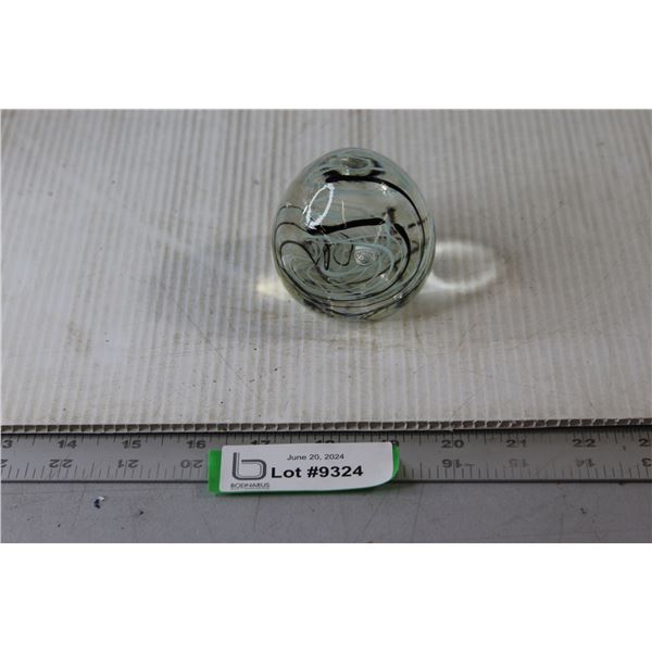 Signed Paper Weight O Hiebert Glass Swirled