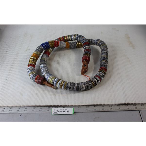 Vintage Folk Art Snake Made of Beer and Soda Caps
