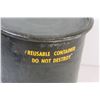 Image 3 : Vintage Steel Military Canister - 10"x9.5"