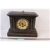 Image 1 : Antique Winding Mantle Clock - 16"x5"x12.5" - As Is, Glass missing on clock face