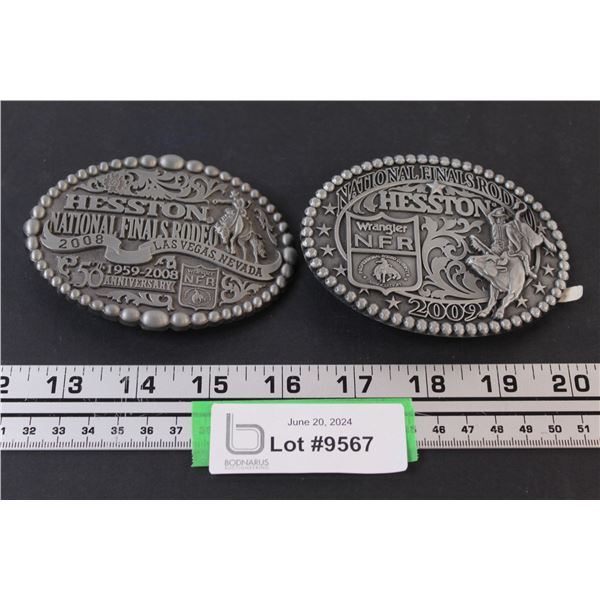 (2) Hesston National Finals Rodeo Belt Buckles - 2008 & 2009