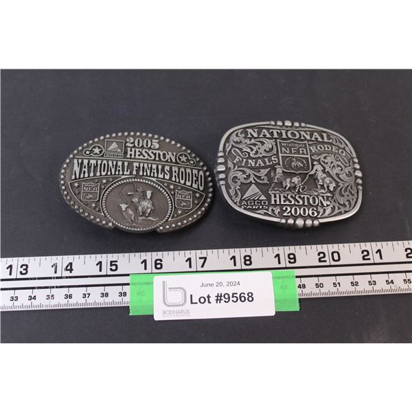 (2) Hesston National Finals Rodeo Belt Buckles - 2005 & 2006