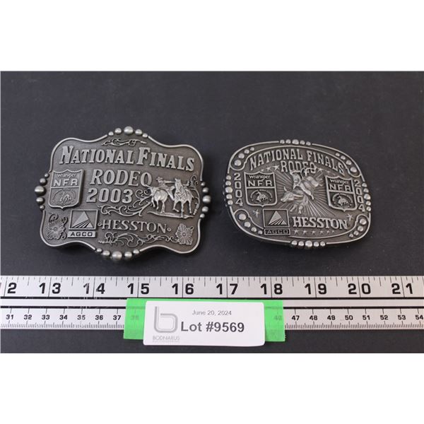 (2) Hesston National Finals Rodeo Belt Buckles - 2003 & 2004