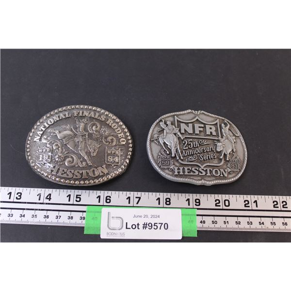 (2) Hesston National Finals Rodeo Belt Buckles - 1983 & 1984