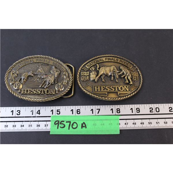 (2) Hesston National Finals Rodeo Belt Buckles - 1980 & 1981