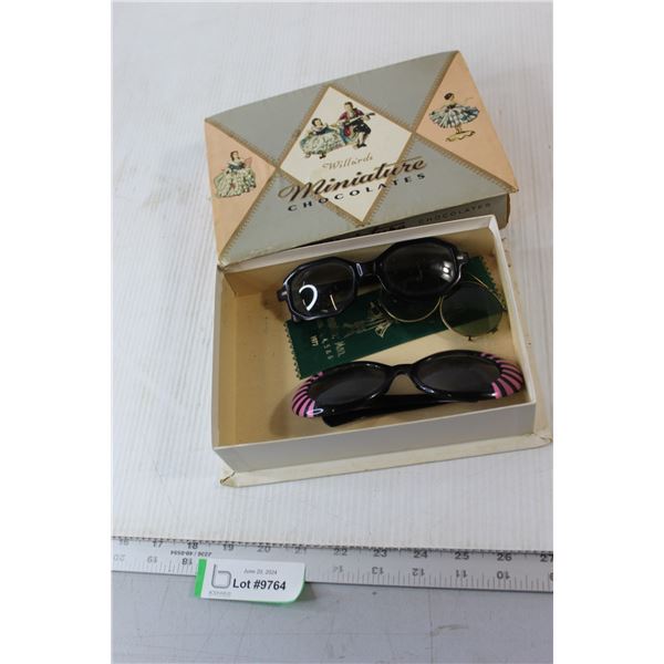 (3) Pairs of Sunglasses, Fine Arts Center Ribbon, Birthday Pin