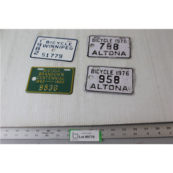 (4) Manitoba Bicycle License Plates