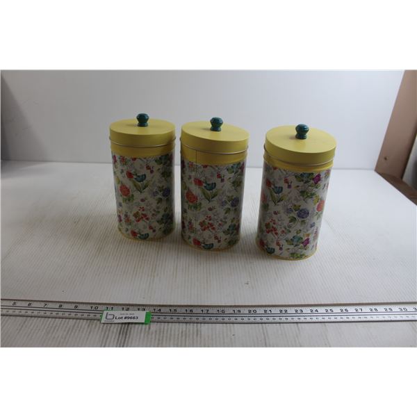 (3) Floral Canisters