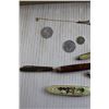 Image 2 : Assorted Folding Knives and Coins