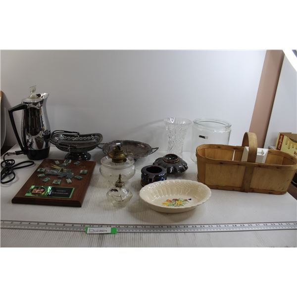 Historic Newfoundland Clock - As Is, Pinwheel Crystal Vase, Misc.