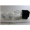 Image 1 : (2) Glass Lampshades, Glass Container, Planting Pot - As Is