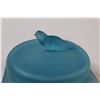 Image 4 : Art Deco Dove 1920's Celeste Blue Covered Powder Jar3 1/2" x 3 1/2" x 3 1/4" Tall
