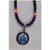Image 4 : Hematite Stone & Beads Edmonton Oilers 22" Necklace