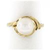Classic Vintage 18K Yellow Gold 8mm Round White Pearl Solitaire Open Work Ring