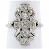 Antique Art Deco 14K White Gold 0.60 ctw Diamond Unique Open Milgrain Dinner Rin