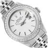 Rolex Ladies Stainless Steel Silver Index Steel Diamond Bezel Date Watch With Ro
