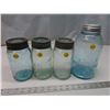 Image 1 : 4 green & blue glass jars (1&2 quartz)