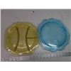 Image 1 : 2 depression glass serving dishes (amber and blue)