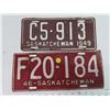 Image 1 : 1946 and 1949 Saskatchewan license plates F20-184 and C5-913)