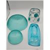 Image 6 : 4 Pieces Vintage Turquoise Glass