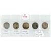 Image 1 : Lot of 5 U.S silver 10 cent coins 1940,1952,1964 and 2-1965