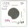 Image 1 : 1929 Canadian 5 cent coin