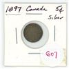 Image 1 : 1897  silver Canadian small 5 cent coin