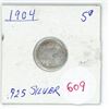 Image 1 : 1904  silver Canadian small 5 cent coin
