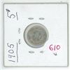 Image 1 : 1905  silver Canadian small 5 cent coin