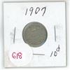 Image 1 : 1907  Canadian silver 10 cent coin