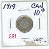 Image 1 : 1919  Canadian silver 10 cent coin