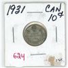 Image 1 : 1931  Canadian silver 10 cent coin