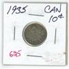 Image 1 : 1935  Canadian silver 10 cent coin