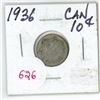 Image 1 : 1936  Canadian silver 10 cent coin