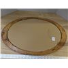 Image 3 : Oval shaped mirror in brown wooden frame- 24"X15"