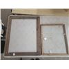Image 1 : oak picture frames (1) 17.25 x 21" w/ glass, (1) 22.5" x 27.5"