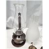 Image 4 : Glass oil lamp chimneys, tin oil lamp and extra mantles