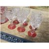 Image 3 : vintage cranberry decanter with glasses