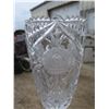 Image 2 : vintage cut glass vase with rose design