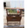 Image 1 : vintage side table/magazine rack - repaired leg, 24"x12"x24"H