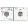 Image 1 : Lot of 2 1941 canadian silver 10 cent and 1914 canadian silver 5 cent