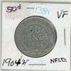 Image 1 : 1904H NFLD Canadian silver 50 cent coin