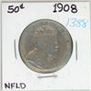 Image 1 : 1908 NFLD Canadian silver 50 cent coin