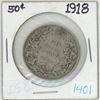 Image 1 : 1918 Canadian silver 50 cent coin